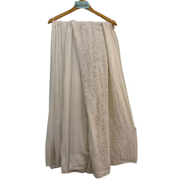 Pearl Work Chikankari Saree
